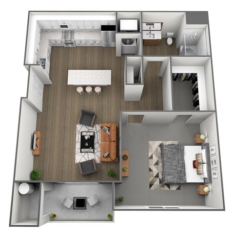 Floor plan for 1 bed, 1 bath, 756 sqft